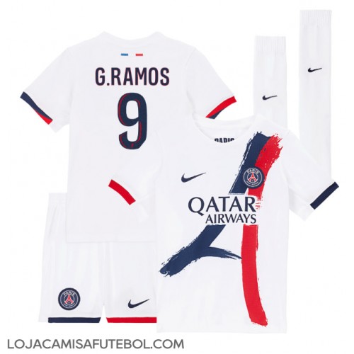 Camisa de Futebol Paris Saint-Germain Goncalo Ramos #9 Equipamento Secundário Infantil 2024-25 Manga Curta (+ Calças curtas)